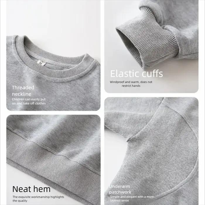 Sweat-shirt de couleur grise pour toute la famille, tenue assortie, papa, maman et fils, fille, mêmes vêtements coréens, automne