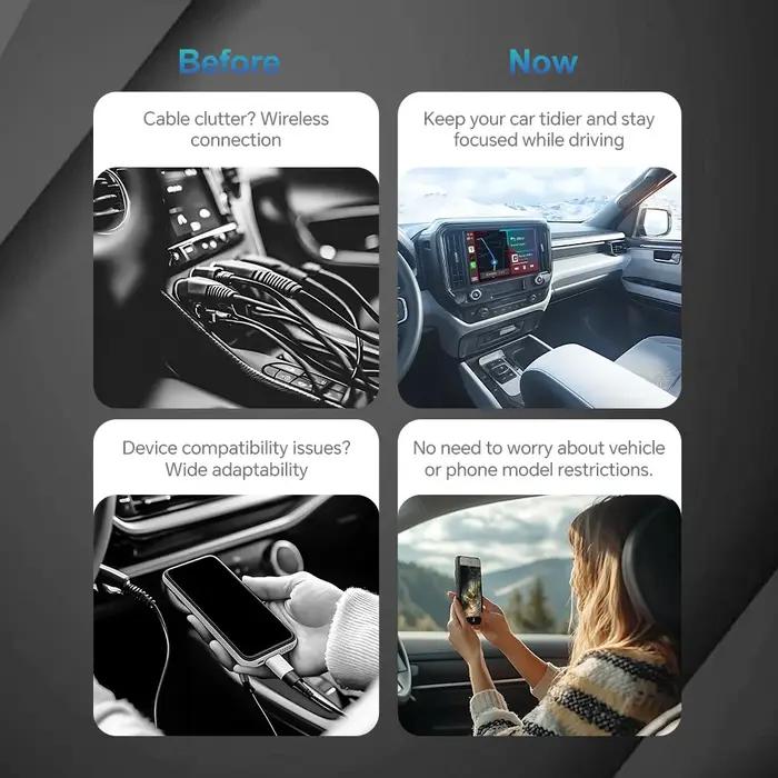 Boitier AI 2025 2 en 1 sans fil Carplay Android Auto Plug And Play pour mettre à niveau la voiture filaire vers sans fil pour connectivité Bluetooth et Wi-Fi occasions spéciales