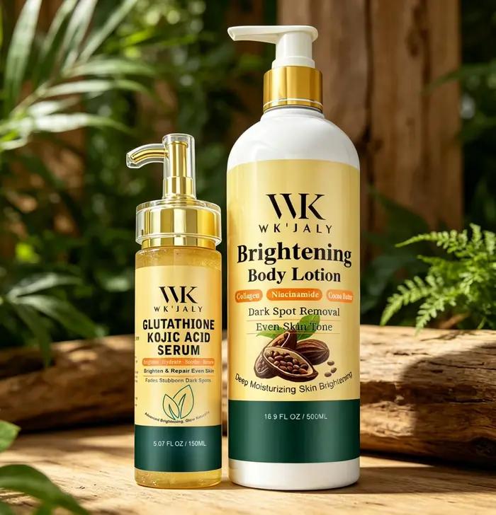 Kit de soin éclaircissant pour la peau WK JALY avec lotion hydratante et sérum éclaircissant pour femmes toutes occasions spéciales