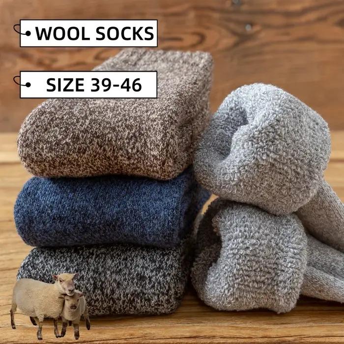 3/5 paires chaussettes homme laine mérinos hiver épaisse - Chasse, neige, rétro Harajuku, qualité cashmere