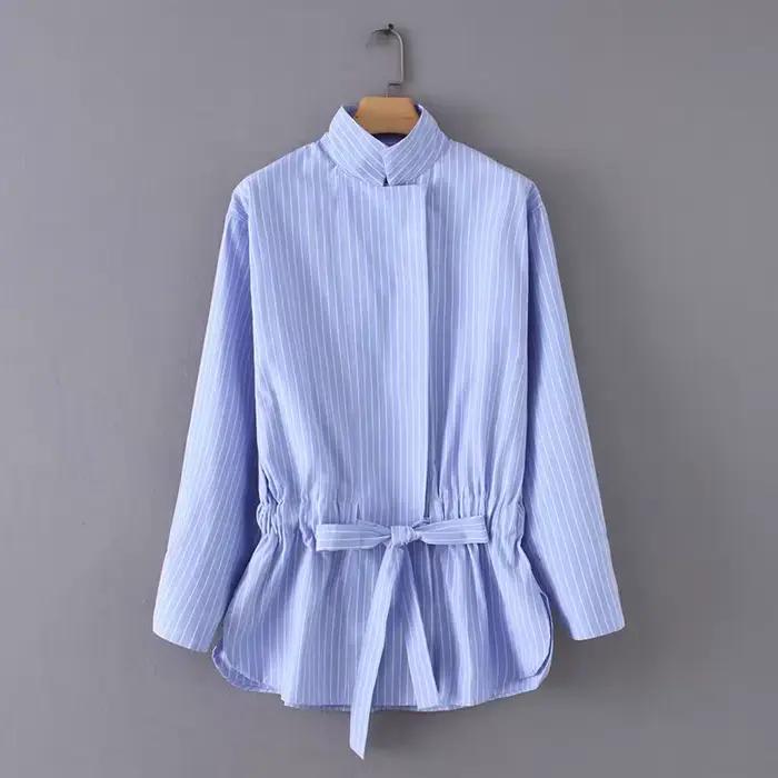 Kimono vintage à rayures pour femmes LS2773, chemisiers à smocks décontractés avec cordon de serrage