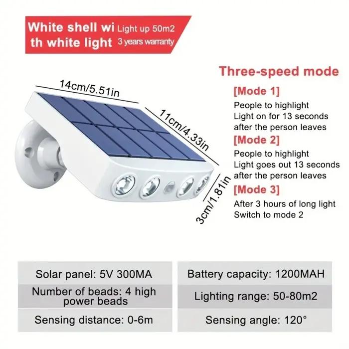 Lampe LED Solaire Imperméable avec Détecteur de Mouvement, Luminaire Décoratif d'Extérieur, Idéal po