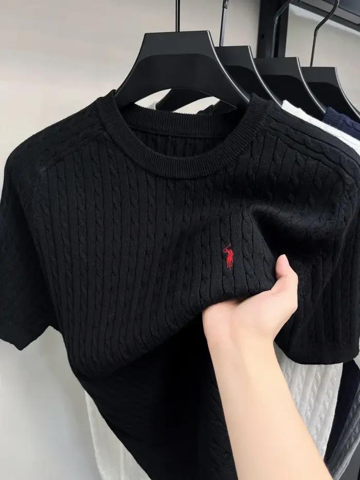 Haut de gamme boutique Knit manches courtes hommes nouvelle mode Designer marque poney brodé été Casual respirant Golf