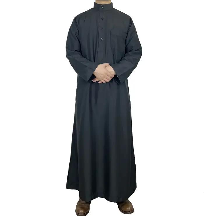 Thobe décontractée en polyester pour homme, vêtement traditionnel arabe, style oriental, multi-saisons, idéal pour cérémonies et événements spéciaux