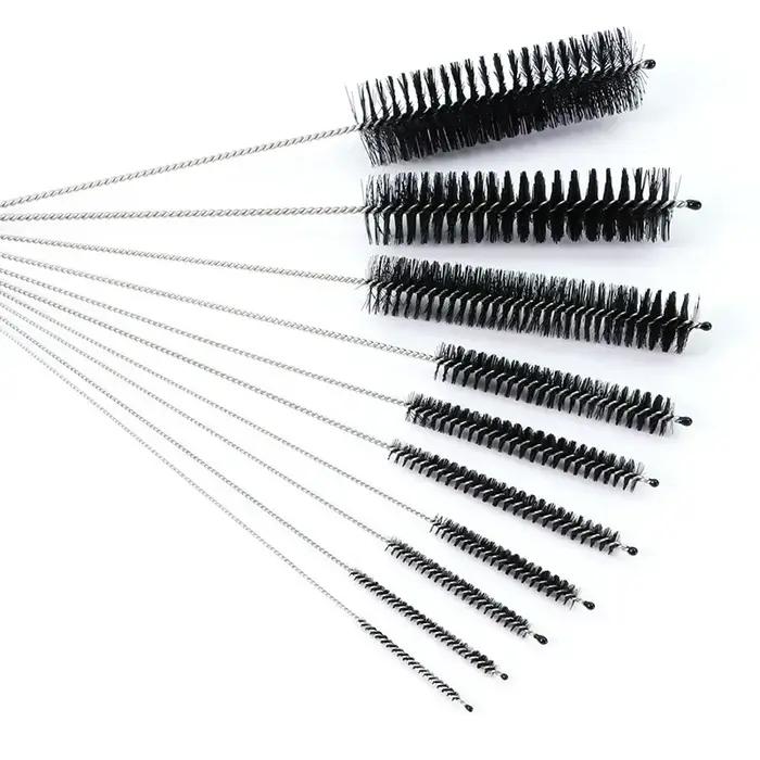 Ensemble de 10 brosses à cheveux souples en acier inoxydable, Tube à essai, brosse à biberon multifo