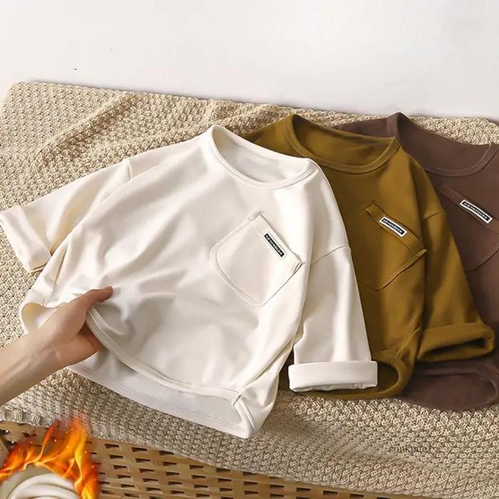 Enfants à manches longues chemise de Base garçons filles enfants haut automne garçon fille bébé col