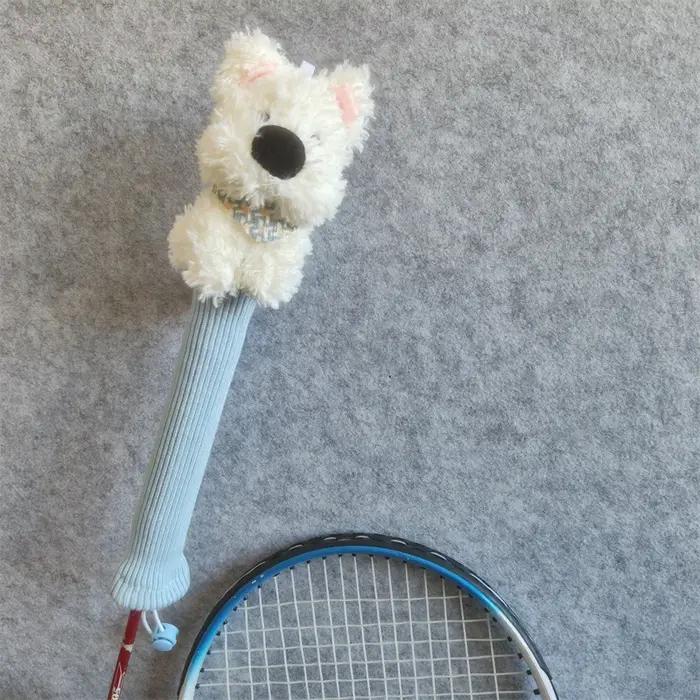 Couverture de poignée de raquette de Badminton pour chien blanc