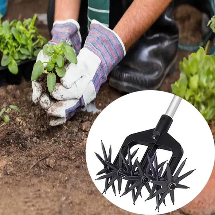 Aérateur de jardin 2-en-1, motoculteur rotatif, outil de travail du sol pour pelouse et jardin