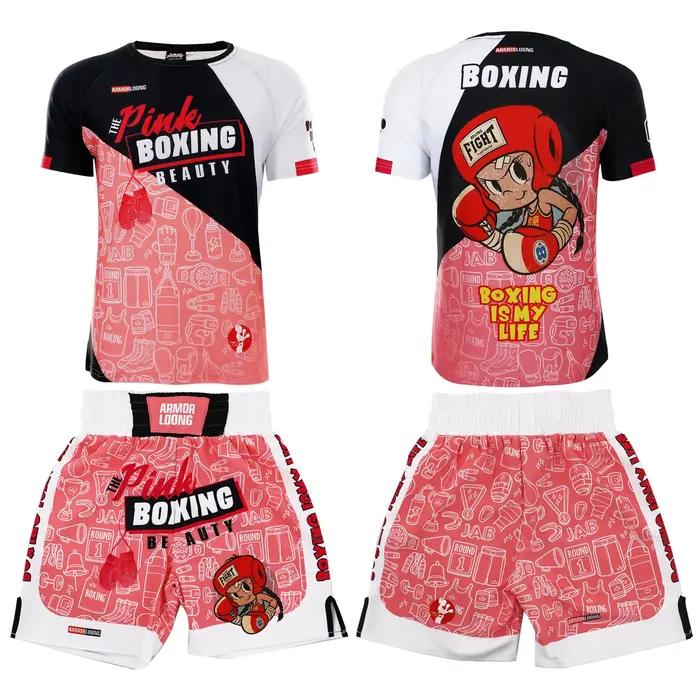 Ensemble d'entraînement de compétition de Muay Thai MMA - T-shirt à manches courtes et short pour les arts martiaux