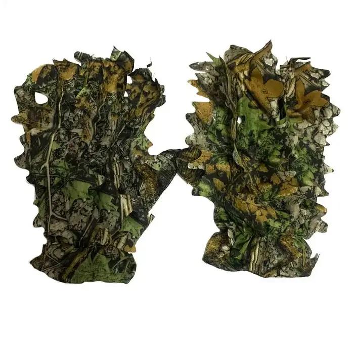 Gants de chasse camouflage 3D feuilles - Confortables, antidérapants et durables pour tir et photographie