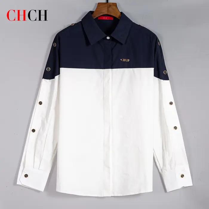CHCH-Chemise d'affaires à manches longues pour femmes, Chemise épissée, Vêtements pour femmes, Abonn