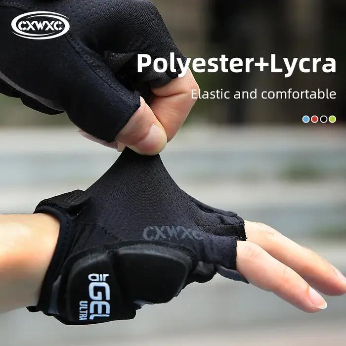 Gants de vélo VTT CXWXC à demi-doigts avec paume épaissie de 6 mm, antichoc et antidérapants, en tis