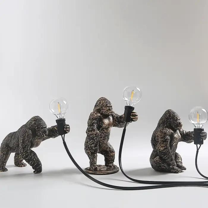 Lampes de table King Kong Gorilla Animal, décoration d'intérieur en résine, petites veilleuses, cade