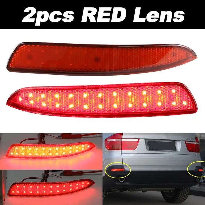 2 pièces feu antibrouillard d'avertissement arrière pour 2007-2010 BMW E70 X5 lentille fumée/rouge 48-SMD LED feux