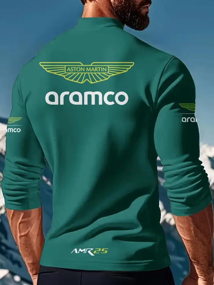 T-shirt à manches longues pour homme de l'équipe Aston Martin Racing, Alonso 14, col montant, nouvel