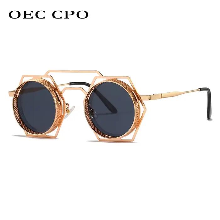 OEC CPO Steampunk lunettes de soleil rondes femmes hommes 2023 maille métallique personnalité lunett