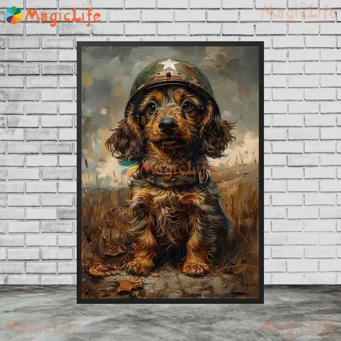 Peinture sur toile de chien de dessin animé pour salon