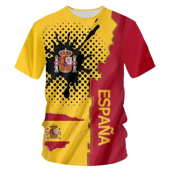 Espagne drapeau blason T-shirt homme impression 3D hommes femmes à manches courtes