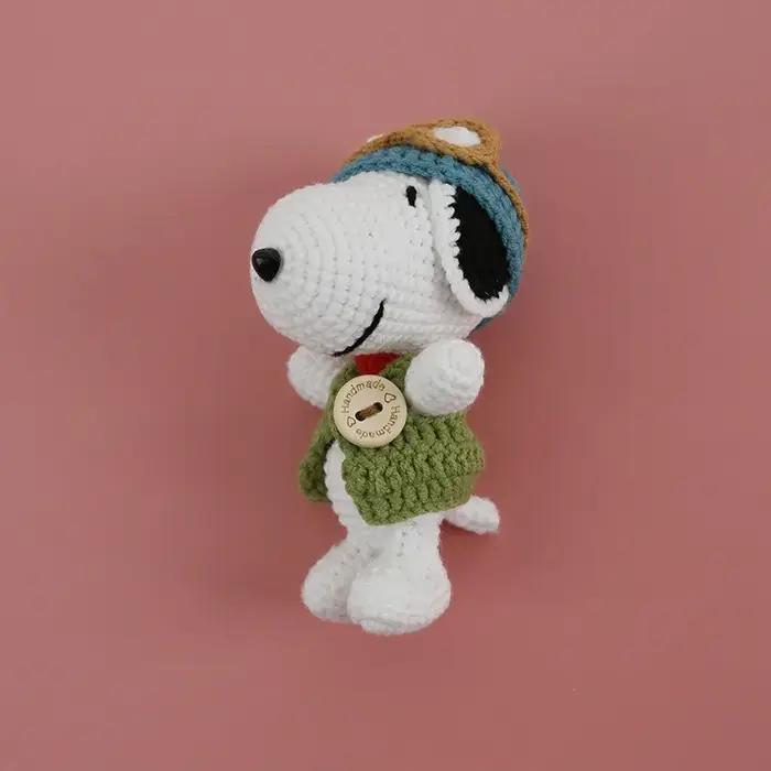 Porte-clés en peluche tissé à la main chien mignon crochet fil laine décoration créative cadeau anniversaire occasions spéciales