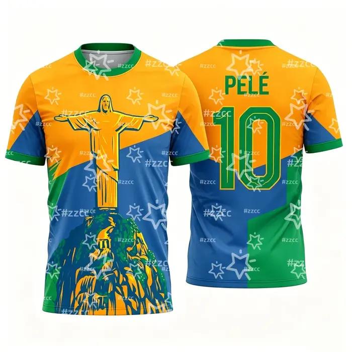 Maillot de football du Brésil Pelé 2026 – Tenue de match et d'entraînement – T-shirt sport d'été pour homme