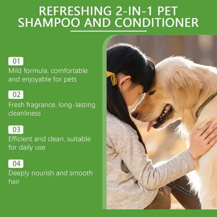 YEGBONG 2-en-1 shampooing pour animaux de compagnie revitalisant pour chien hydratant hypoallergénique longue durée parfum manteau soin nettoyant liquide de bain