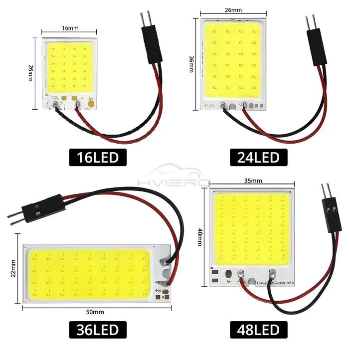 2X blanc T10 W5W Cob 16SMD 24SMD 36SMD 48SMD voiture Led dégagement panneau d'immatriculation lampe