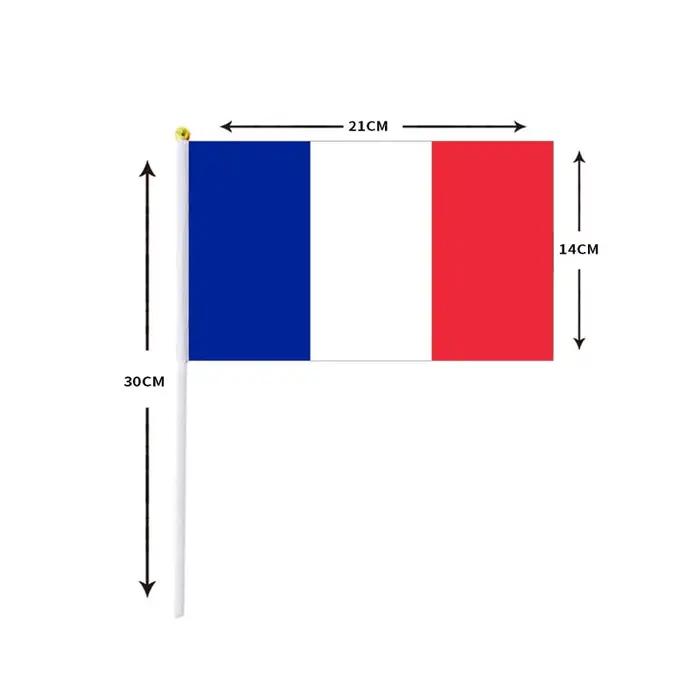 10 pièces/lot drapeaux agitant à la main de France 14x21cm drapeau de France en gros