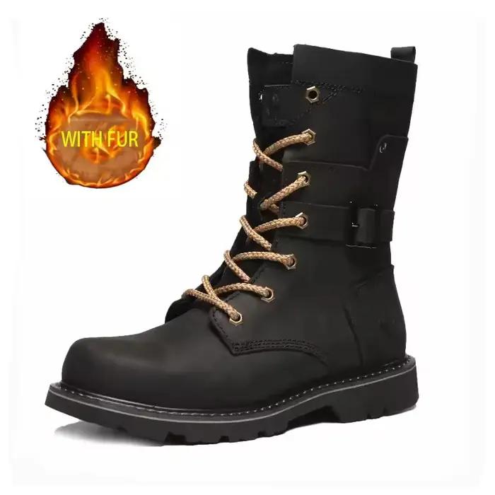 Chaussures de randonnée en cuir de vache pour hommes imperméables tactiques pour moto et chasse occasions spéciales