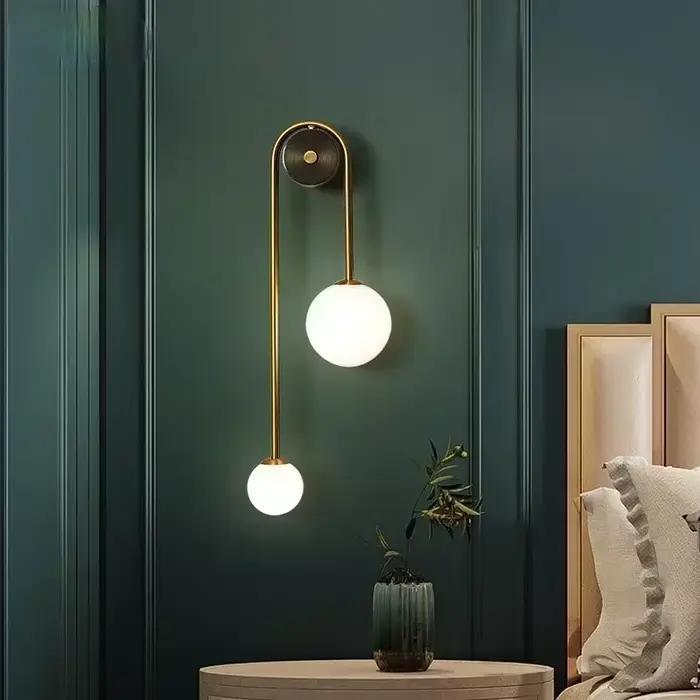 Moderne chambre chevet applique murale lampe boule de verre LED or décor à la maison salon couloir é
