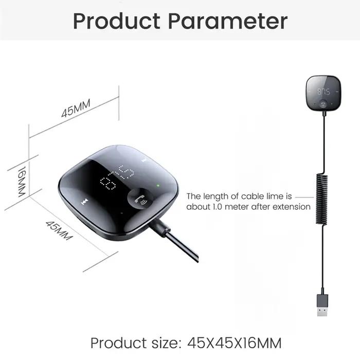 Extractme-Transmetteur audio de voiture Bluetooth 5.0, transmetteur FM sans fil, récepteur audio AUX