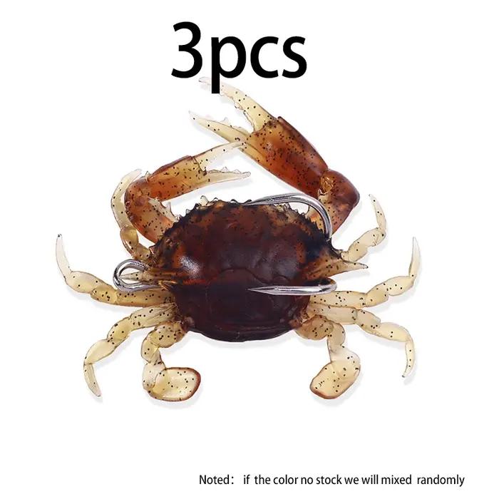 HENGJIA 3 pièces 8 cm 19g 3D Simulation crabe appât avec crochet artificiel souple Silicone leurre produits de pêche
