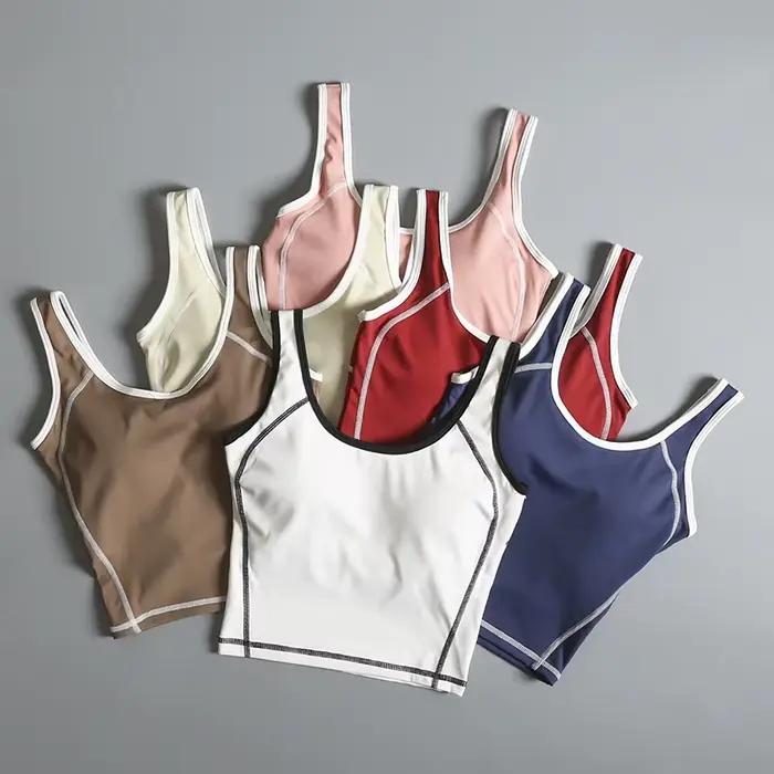 Soutien-gorge de sport pour femme, idéal pour l'été, avec dos élégant, gilet de yoga antichoc, à porter à l'extérieur pour la course et l'entraînement professionnel.