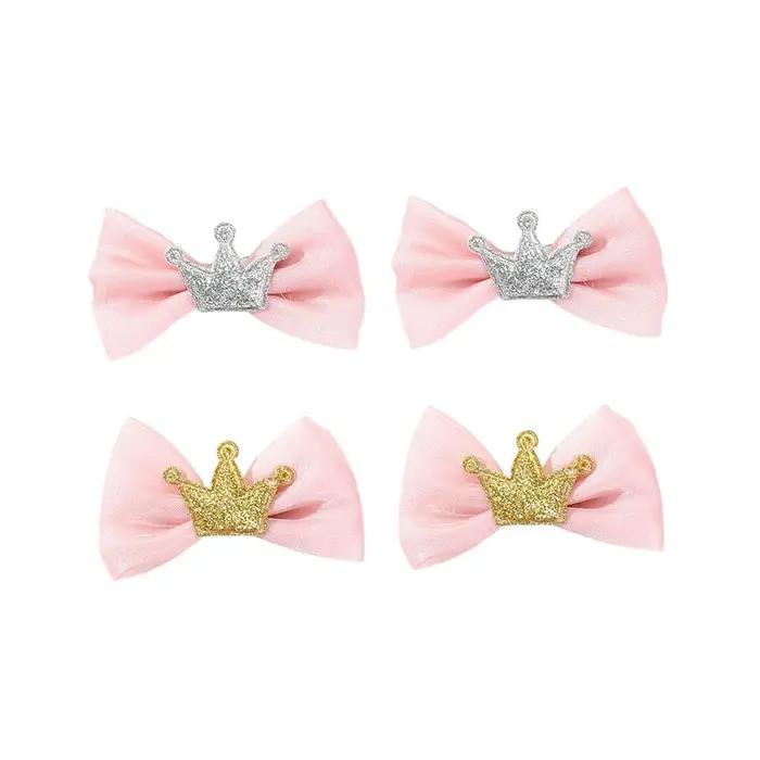 Nœuds couronne à paillettes roses pour coupes de cheveux de chien, Barrettes adorables, pince à chev