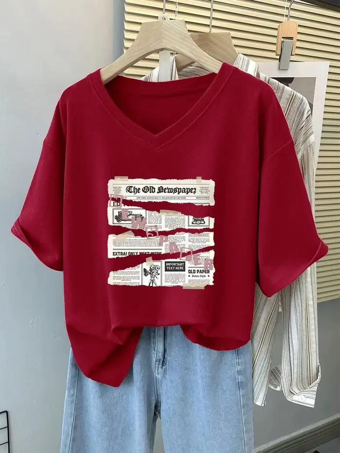 Grande taille 5XL 150KG femmes t-shirts haut imprimé pour femmes t-shirts amples chemise pour Femme col en V dames femmes vêtements
