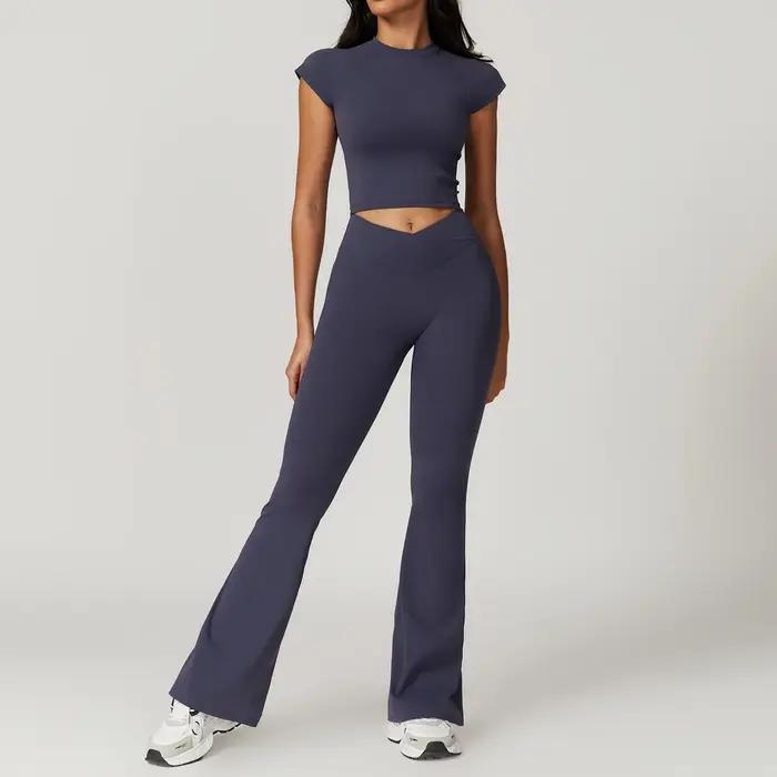 Ensemble de Yoga 2 pièces, vêtements de sport, combinaisons de Yoga pour femmes, Fitness, manches co