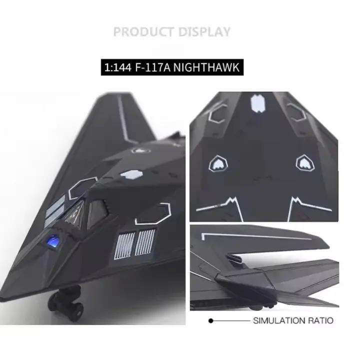American F117 Nighthawk Stealth Avion de Chasse Modèle Métal Moulé Sous Pression avec Son Lumière Militaire Occasions Spéciales Modélisme Aéronautique Collectionneur Occasionnel Passionné