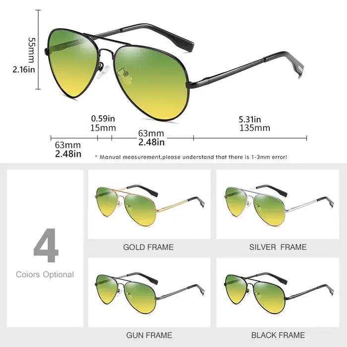 Top marque pilote lunettes de soleil photochromiques hommes polarisées jour nuit conduite lunettes f