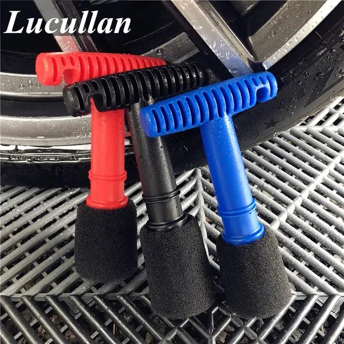 Lucullan Design Brosse de nettoyage de roue à écrou encastré en mousse avec poignée et éponge d'inse