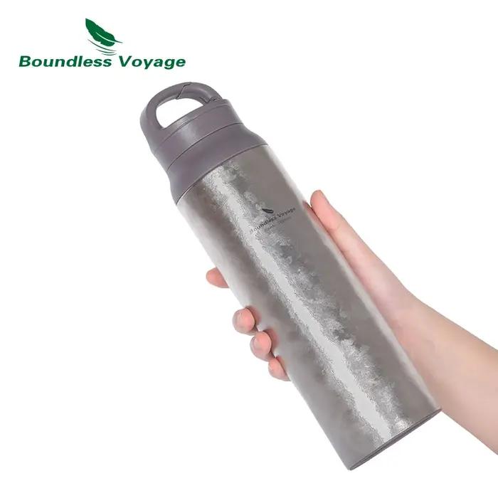 Boundless Voyage-Bouteille isotherme en titane avec couvercle à crochet, thermos isolé, grande capac