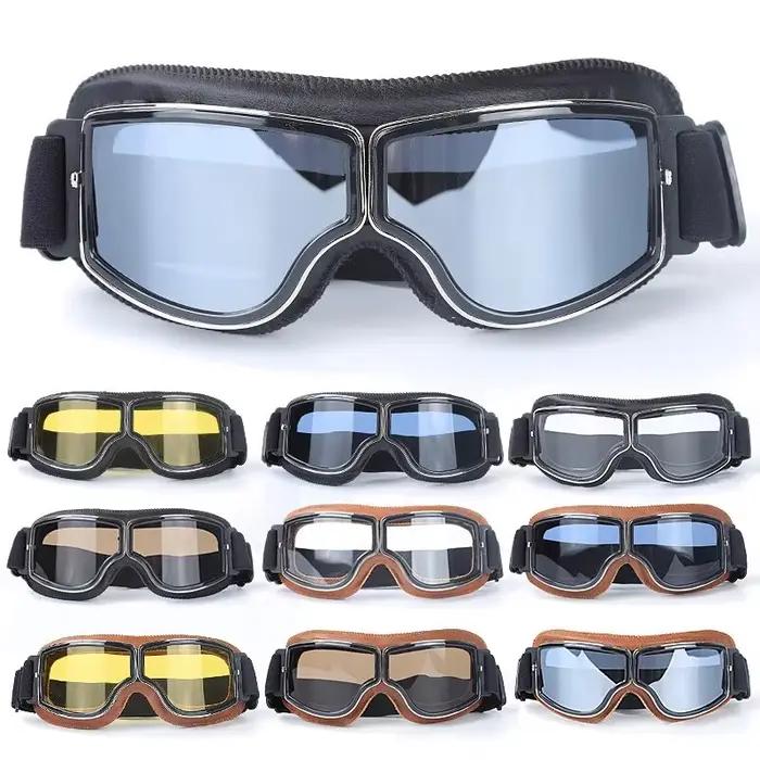 Lunettes de moto coupe-vent pour casque de moto, lunettes de soleil rétro universelles pliantes en c
