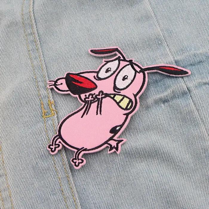 Patch brodé drôle de chien de Courage pour vêtements