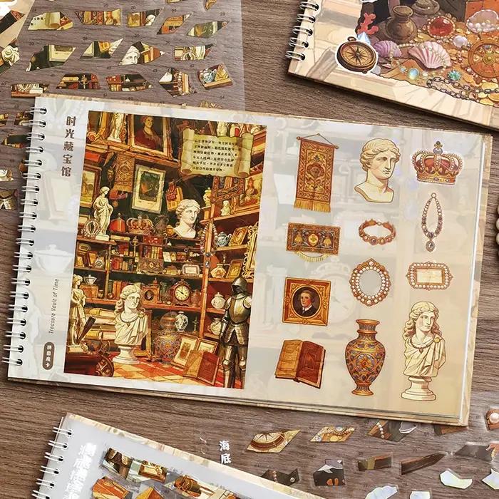 Série de carnets d'exploration des trésors secrets : Livre d'autocollants de puzzle de chasse au trésor