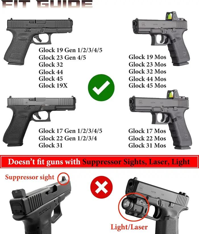Étui de pistolet tactique de niveau 3 OWB pour Glock 17/19/19x/23/32/45 (Génération 1-5)