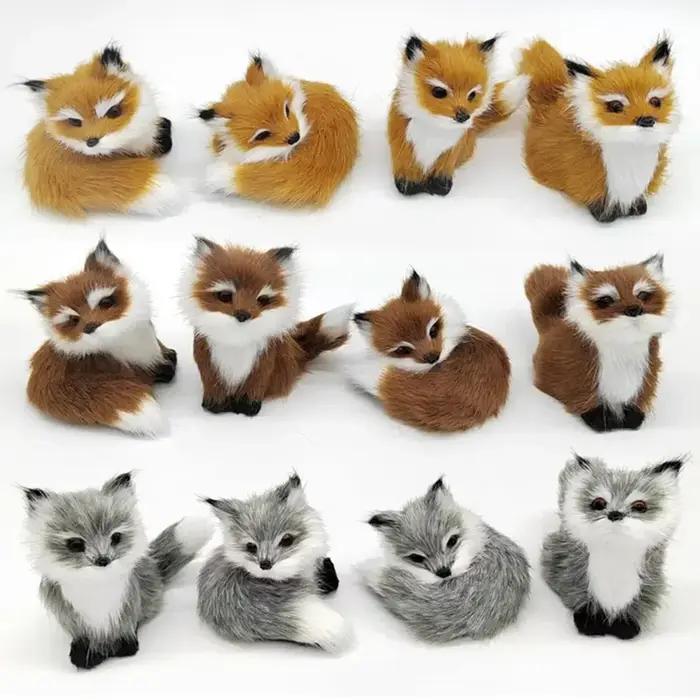 Mini Renard En Peluche Pour La Décoration De Maison, Simulacre Animal Accroupi, Figurine Décorative Robuste Pour Salon Occasions Spéciales