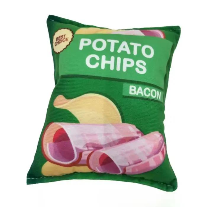 Jouet en peluche grinçante pour chien en forme de sac de chips, jouet alimentaire interactif pour chiots et chiens de petite et moyenne taille, occupe et amuse votre chien avec des sons amusants et des couleurs vives