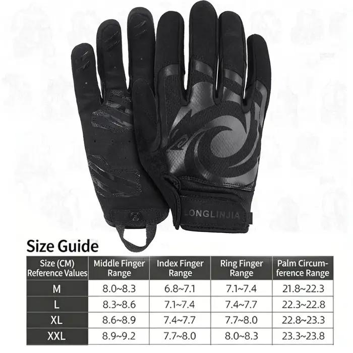 Gants tactiques anti-dérapants pour chasse combat tir cyclisme polyester noirs multifonctionnels occasions spéciales