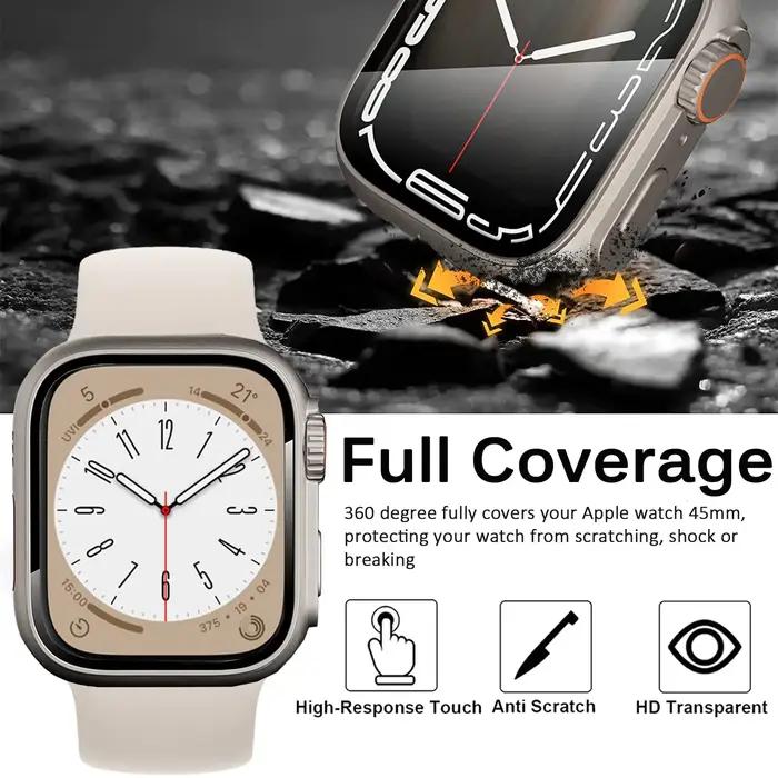 Verre trempé + coque pour Apple Watch 44mm 45mm 41mm 40mm - protection écran iWatch séries 9 8 7 SE 6 5 4