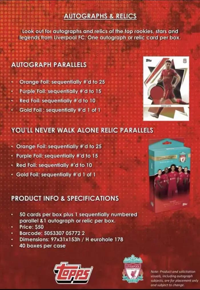 Collection Boîte d'équipe TOPPS Liverpool 2021-22 échantillons signatures uniques pour les fans de football occasions spéciales