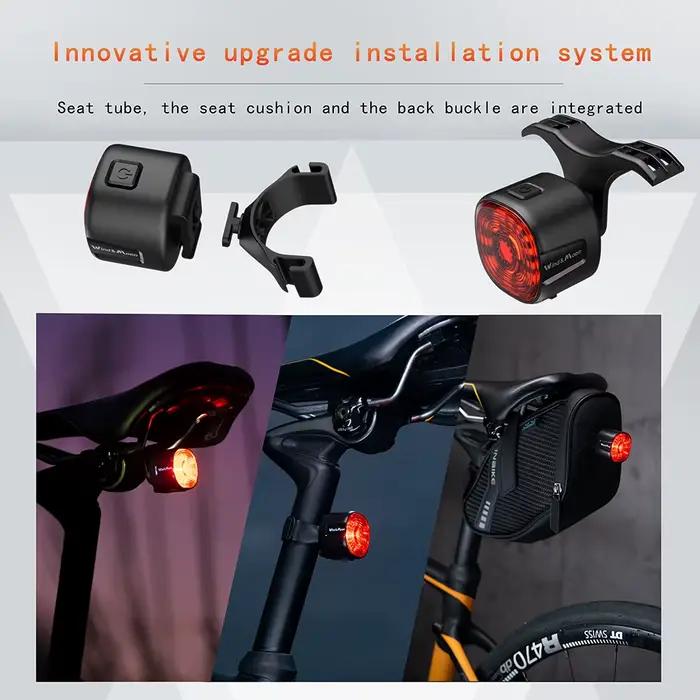 Feu arrière de vélo à détection de frein automatique, cadeau lP66, voyant d'avertissement de vélo LE