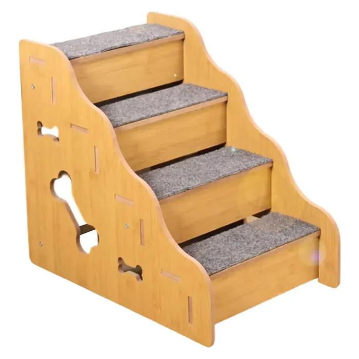 Escaliers pour chiens de 2 à 4 étapes en bois antidérapants pour petits chiens et chats âgés pour meubles intérieurs occasions spéciales cadeaux de Noël